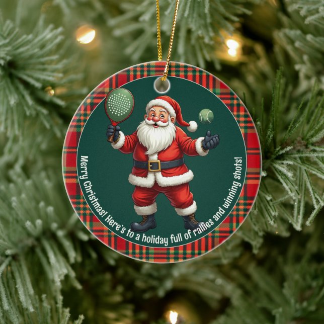 🎾🎄Custom text, Deck the Court Julgransprydnad Keramik (Träd)