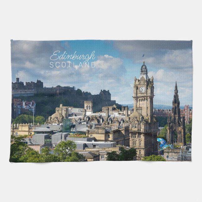 Custom Text Edinburgh Scotland Kökshandduk (Horisontell)