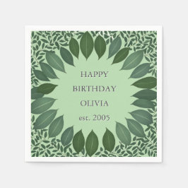 Custom text eucalyptus Frame Napkin – sage green Pappersservett