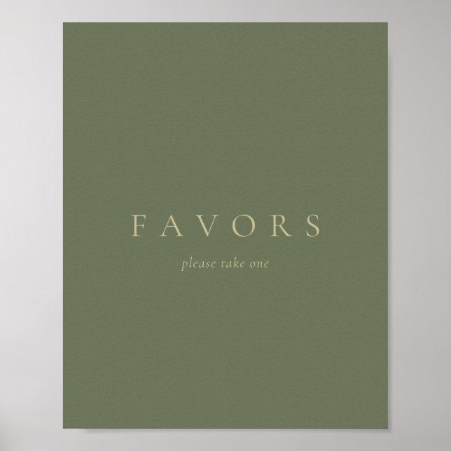 Custom Text Favors Simple Gold Sage Green Poster (Framsidan)