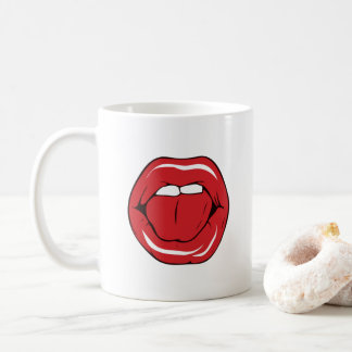 Custom Text Funny Red Lips Cartoon Mouth Kaffemugg