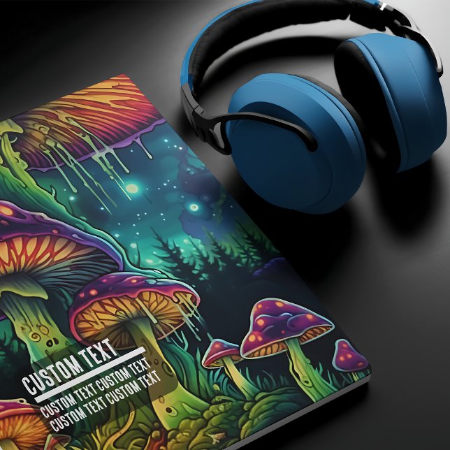 Custom Text Glowing Psychedelic Mushroom Enchanted Musmatta (Custom Text Glowing Psychedelic Mushroom Enchanted Mouse Pad)