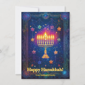 Custom text✡️ Hanukkah Starry Night Shalom Julkort