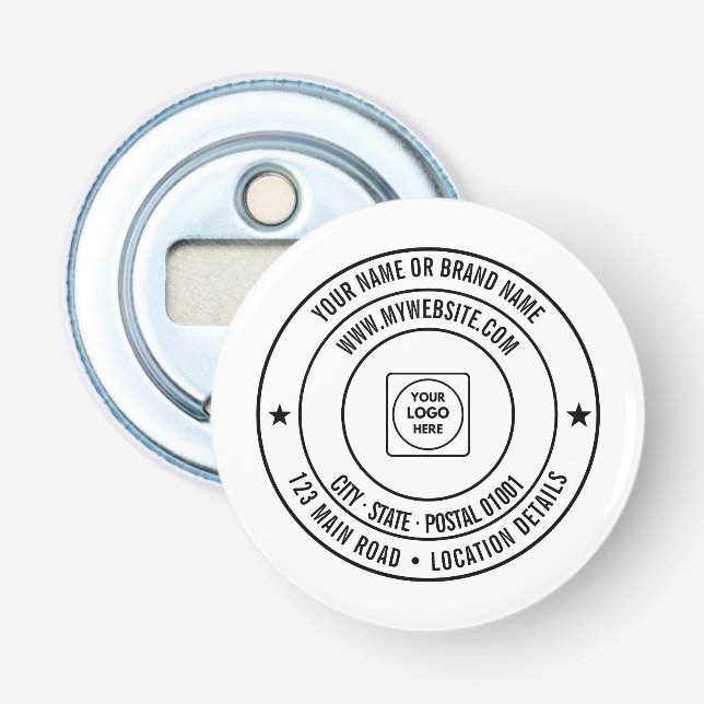 Custom Text Logo Name Address Website Design Flasköppnare (Framsidan)