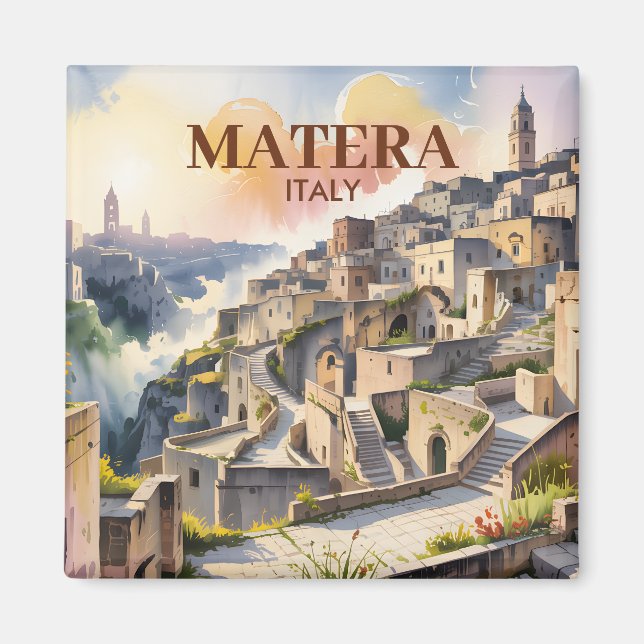 Custom Text Matera Italy Travel Sassi di Matera Magnet (Framsidan)