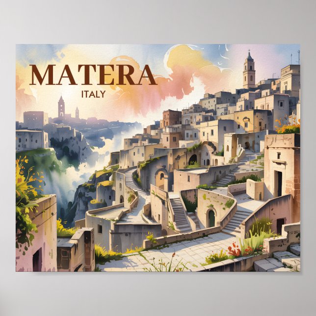  Custom Text Matera Italy Travel Sassi di Matera Poster (Framsidan)
