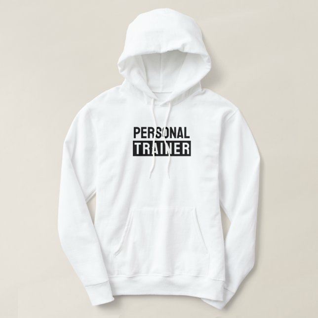 Custom Text Mens Modern Elegant Personal Trainer Hoodie (Design framsida)