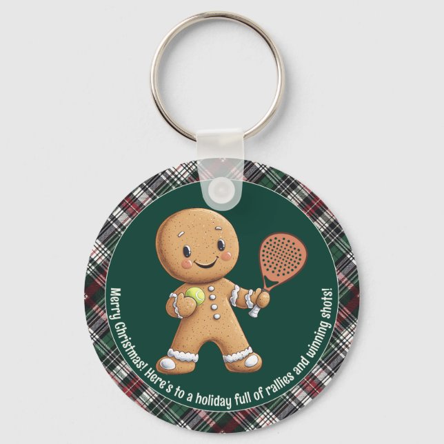 🎾🎄Custom text,  Padel Powered Christmas Nyckelring (Framsida)