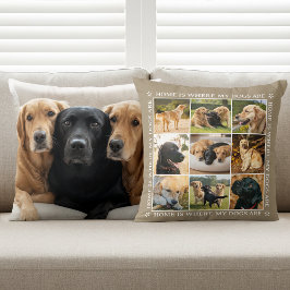 Custom Text Photo Collage Pet Dog Love Brown Kudde