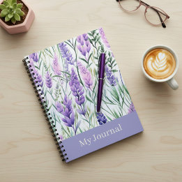 Custom Text Purple Floral Journal  Anteckningsbok