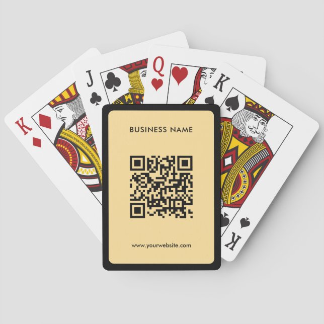 Custom Text QR Code Upload Business Logo Gold Casinokort (Baksidan)