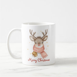 Custom Text Reindeer Wearing A Pink Scarf Kaffemugg