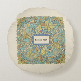 Custom Text Round Zentangle Mandala Pillow Rund Kudde