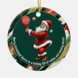 🎾🎄Custom text, Santa Rally Round Julgransprydnad Keramik
