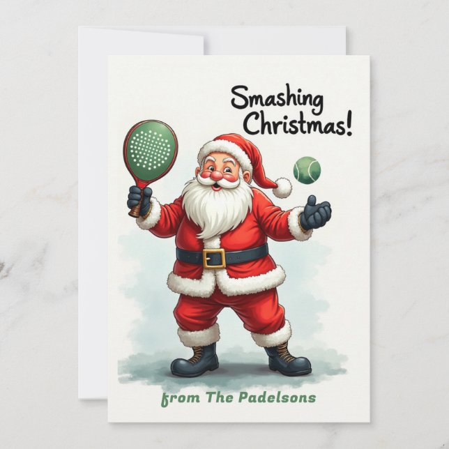 🎾🎄Custom text, Santa’s Padel Pop Julkort (Framsida)