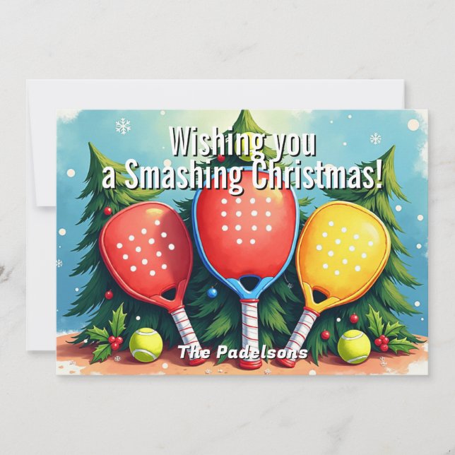 🎾🎄Custom text, Smash & Sparkle Julkort (Framsida)