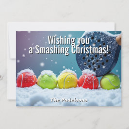 🎾🎄Custom text, Snow Court Smash Julkort