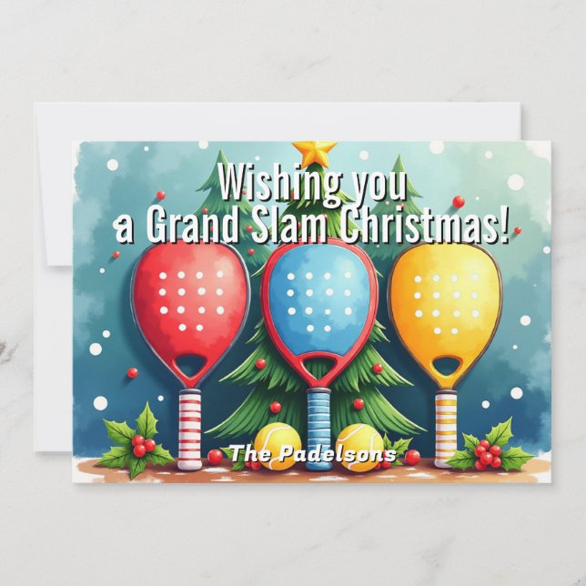 🎾🎄Custom text, Snowfall Smashmas Julkort (Framsida)