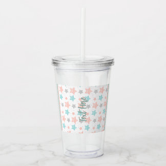 Custom Text Tumbler | Cute Star Acrylic Tumbler Take Away Mugg