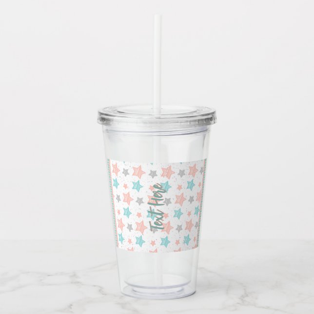 Custom Text Tumbler | Cute Star Acrylic Tumbler Take Away Mugg (Framsida)