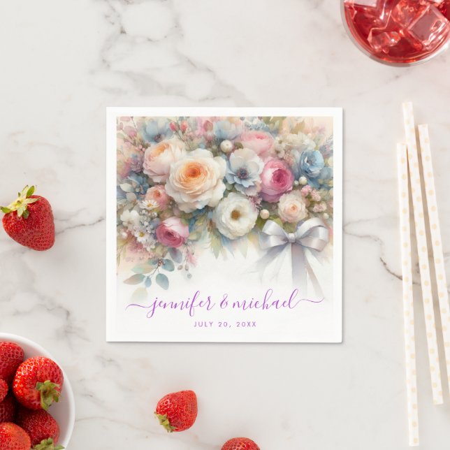 Custom Text Typography Script Floral Weddings Pappersservett (Insitu)