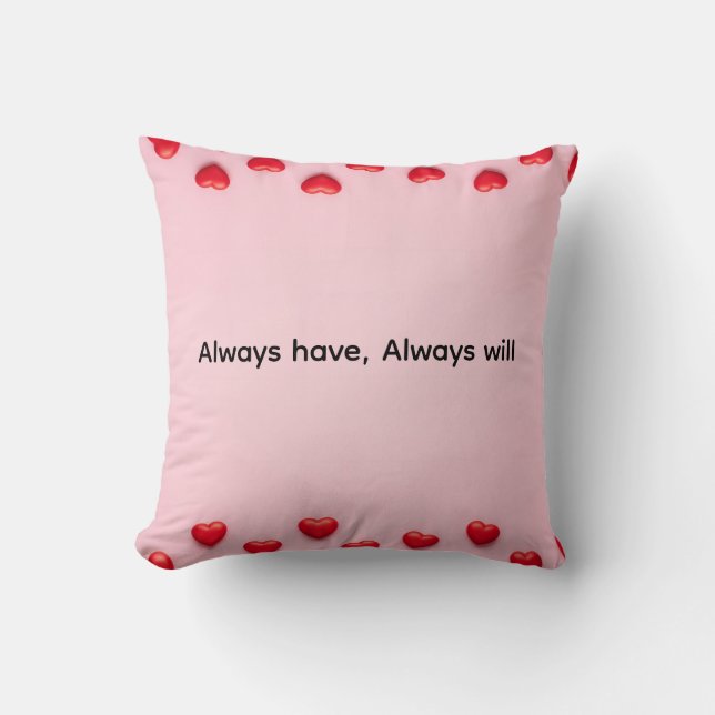 Custom text valentine heart border background kudde (Framsida)