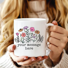Custom Text Wildflower Mug Gift for Her or Mom Kaffemugg