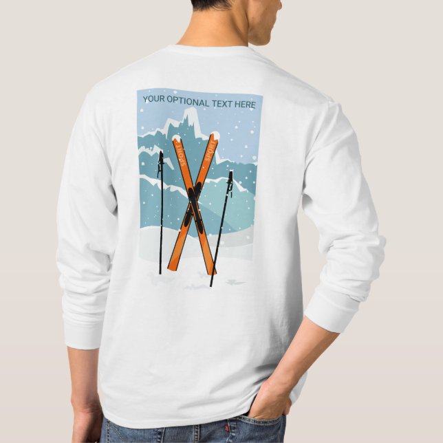 Custom Text Winter Skiing T Shirt (Baksida)