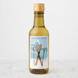 Custom Text Winter Skiing Vinetikett
