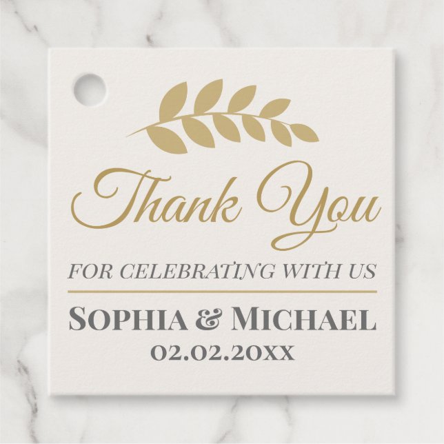 Custom Thank You for Wedding Elegant Template Gåvor Etiketter (Framsida)