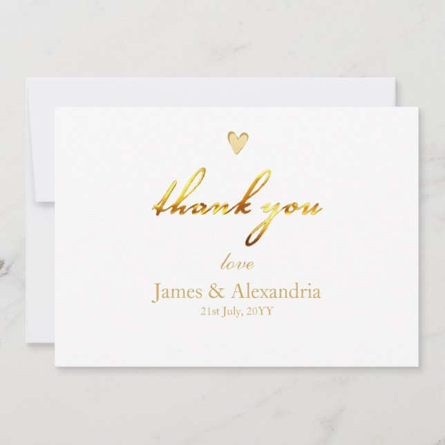 Custom Thank You Gold Script Tack Kort (Framsida)