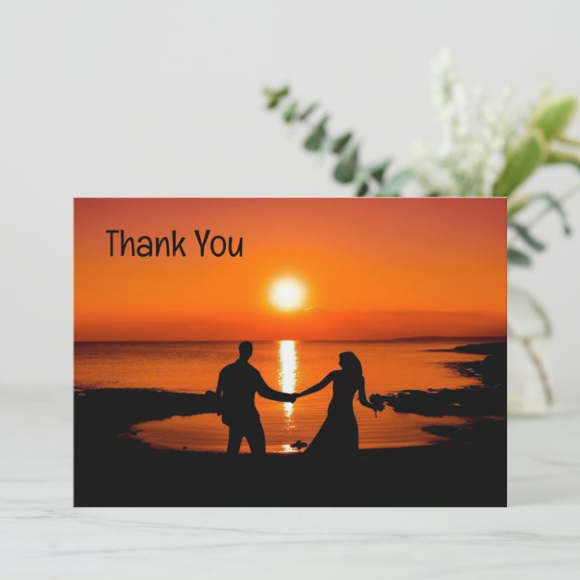 Custom Thank You Wedding Photo Thank You Card Tack Kort (Stående Fram)