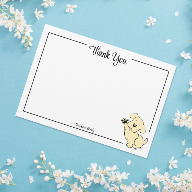 Custom Thank You Yellow Lab Puppy Note Card Tack Kort (Skapare uppladdad)