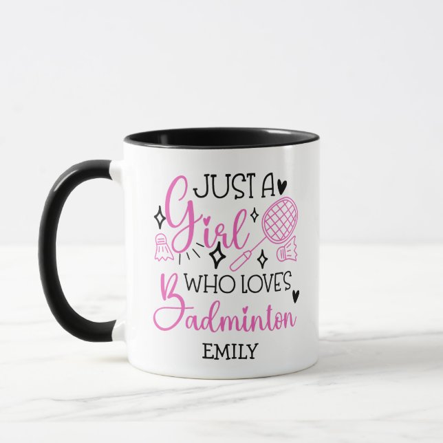 Custom This Girl Loves Badminton Girly Pink Mugg (Vänster)