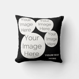 custom Throw Pillow 4 photo text template black Kudde