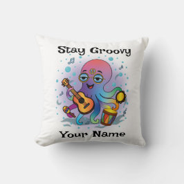 Custom Throw Pillow | Retro Octopus | Name & Text Kudde