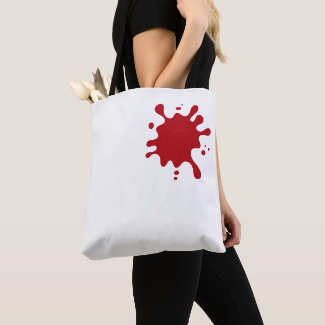 Custom Tote Bag – Red Splash Print Tygkasse (Närbild)