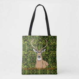 Custom tote bag with whitetail design tygkasse