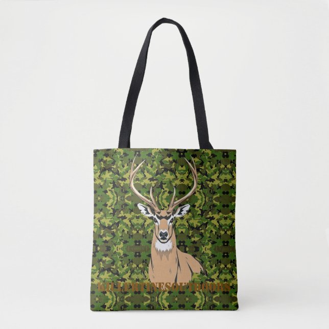 Custom tote bag with whitetail design tygkasse (Framsida)