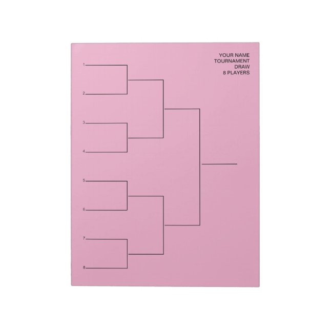 Custom tournament draw template for 8 players anteckningsblock (Roterad)