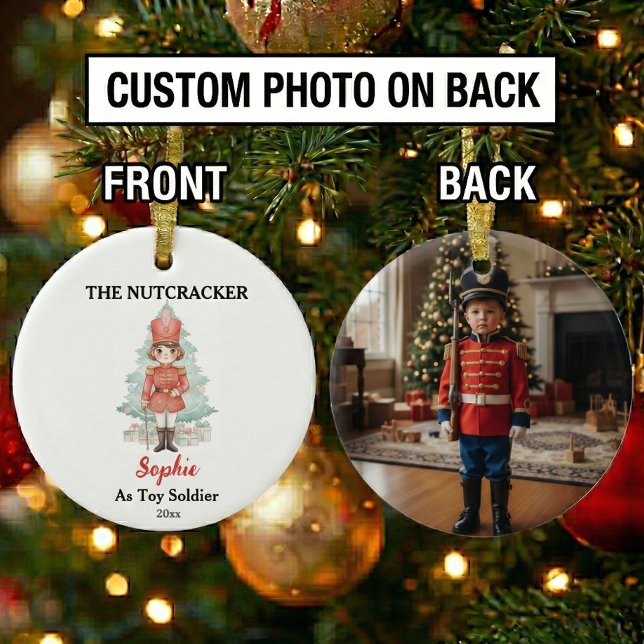 Custom Toy Soldier Nutcracker Photo Christmas Julgransprydnad Keramik (Skapare uppladdad)
