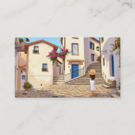 Custom Travel Agent Business Card with Cityscape Visitkort