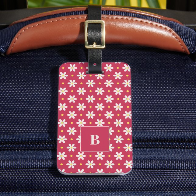 Custom Travel Gift for Women Personalized Daisy Bagagebricka (Framsida Insitu 2)