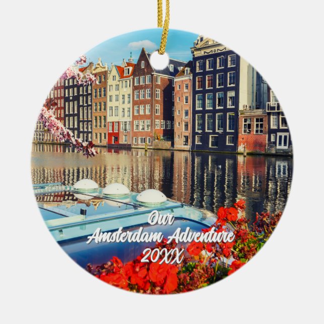 Custom Travel Photo Christmas Tree Julgransprydnad Keramik (Framsidan)