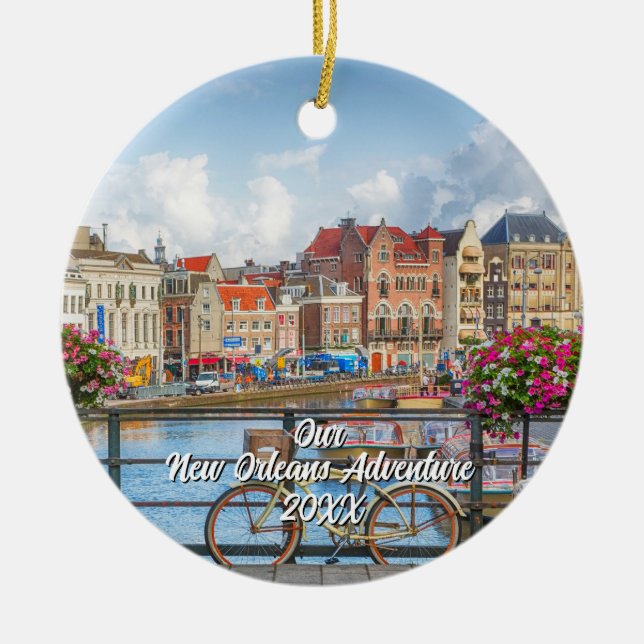 Custom Travel Photo Christmas Tree Julgransprydnad Keramik (Framsidan)