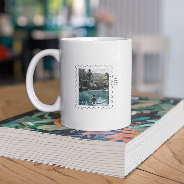 Custom Travel Stamp Photo Memory Mug Kaffemugg (Skapare uppladdad)