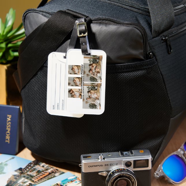 Custom Travel Tag – Family Photo Collage Design Bagagebricka (Framsida & Baksida)