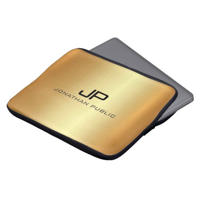 Custom Trendy Elegant Modern Luxe Template Gold Laptop Fodral (Framsida topp)