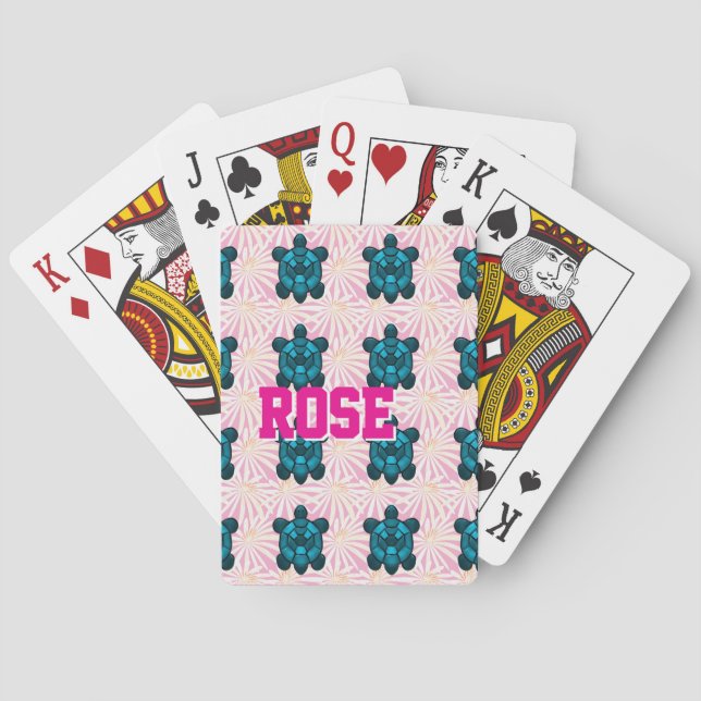 Custom Tropical Turtle Floral Pattern Seamless  Casinokort (Baksidan)