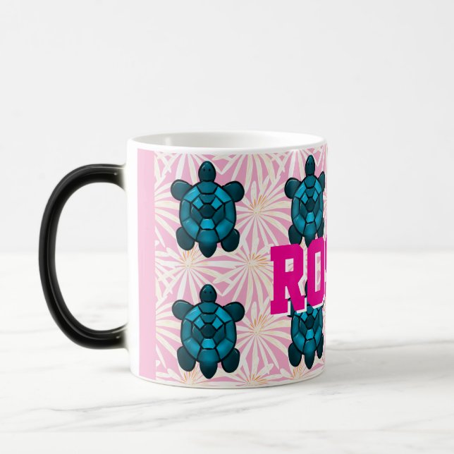 Custom Tropical Turtle Floral Pattern Seamless  Magisk Mugg (Vänster)